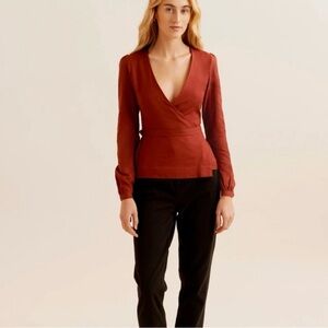 KOTN Rust Coloured Wrap Around Blouse